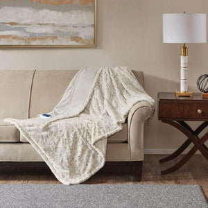 Beautyrest 100% Polyester Faux Fur Heated Throw - 50"W x 70"L
