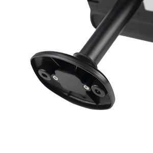 Detachable black solar wall light by Wagan, showing its mounting arm and oval base with visible screws from below.