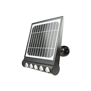 Black detachable solar wall light by Wagan, featuring a top solar panel and five bottom LED lights.