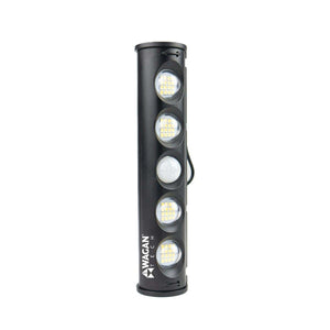 Black detachable solar wall light by Wagan with four LED panels and a motion sensor.