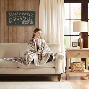 Woolrich Anderson Oversized Mink to Berber Heated Throw - 60"W x 70"L