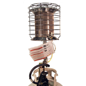 World Marketing 360° Propane(LP) Tank Top Heater with Safety Tip-Over - Match Ignition/Silver