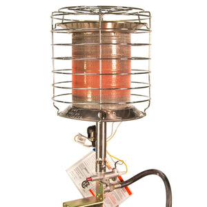 World Marketing 360° Propane(LP) Tank Top Heater with Safety Tip-Over - Match Ignition/Silver