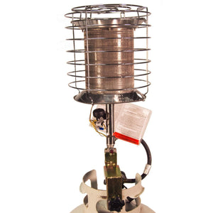 World Marketing 360° Propane(LP) Tank Top Heater with Safety Tip-Over - Match Ignition/Silver