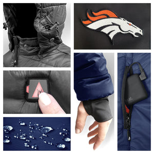 ActionHeat Denver Broncos 5V Men's Colorblock Puffer Battery Heated Jacket
